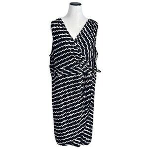 Lane Bryant Women’s Sheath Dress Black White Stretch Sleeveless Size 22/24